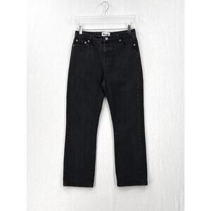 ROUJE Paris High Rise Straight Leg Jeans Womens 40 Black Cropped Ankle Rigid